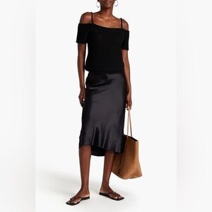 VINCE Cold-Shoulder Crochet-Knit Cotton Top size S